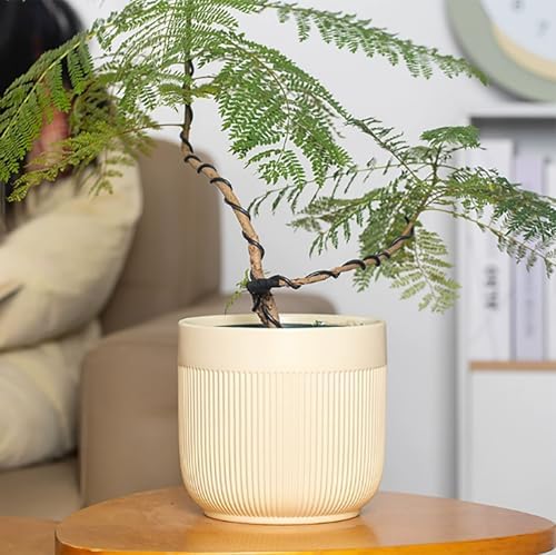 Ceramic 5.2+6.5 inch Planters, Modern Home and Office Flowerpot, Indoor and Outdoor Flowerpot with Drainage Hole (Yellow) - Image 6