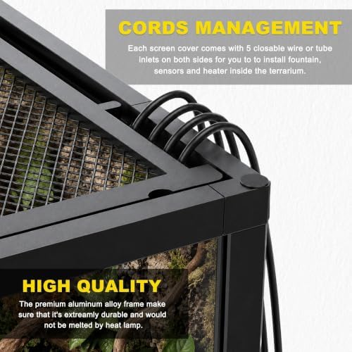 24"x18"x18" Reptile Terrarium, Modular Aluminum-Frame Glass Vivarium for Small Tropical Lizards Such as Juvenile Iguanas, with Lock, Cable Port, Waterproof Deep Base & Adjustable Vents - Image 4