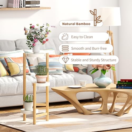 Plant Stand Indoor Outdoor Plant Rack 3 Tier 3 Potted Flower Holder Ladder Plant Stands for Balcony Window Living Room Garden Patio White - Image 4