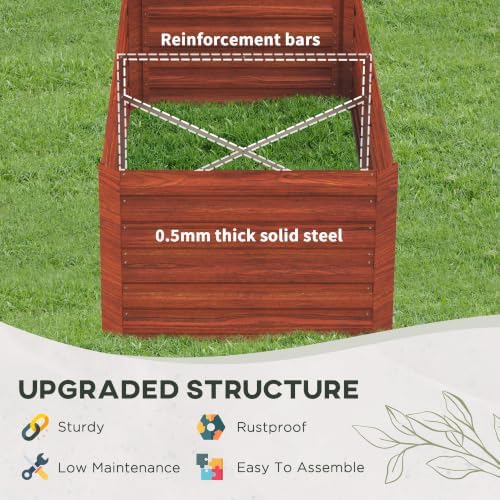 Outsunny Galvanized Raised Garden Bed Kit, 6' x 3' x 2', Dark Brown - Image 4