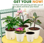 Planterhoma 5 Inch Self Watering Pots for Indoor Plants, 12 Packs African Violet Pots with Indicator, Black Wick Pot with Drainage Holes, Self Watering Planters for Orchid, Devil's Ivy, White - Image 4