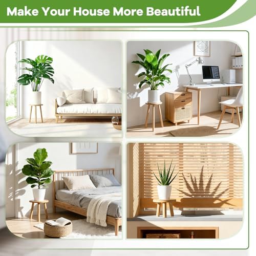 5-Pack Wood Plant Stands Indoor, Single Plant Stand for 6-22 Inch Pots, Mid-Century Modern Plant Stool, Tall Plant Stand for Large Plants Perfect Fit for Living Room, Balcony, Office(Dark Brown) - Image 2