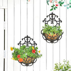 Sungmor 2 Pack Cast Iron Wall Hanging Planter with Fabric Liner -Half Round - Image 5