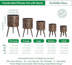 D'vine Dev 10 Inch Planter Pot with Wood Stand, Bronze/Grey, 88-L-B-6 - Image 3