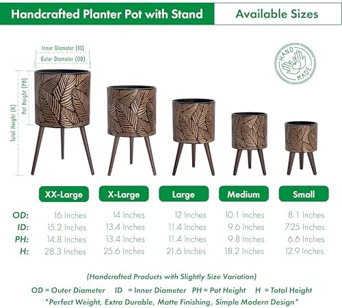 D'vine Dev 8 Inch Planter Pot with Wood Stand, Bronze/Grey, 88-L-A-6 - Image 3
