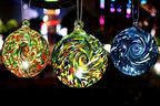 6-Inch Solar Powered Hanging Galaxy Glass Gazing Ball Outdoor Garden Decoration (Aqua-Blue) - Image 6