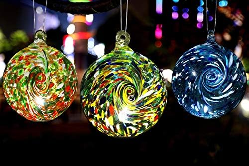 6-Inch Solar Powered Hanging Galaxy Glass Gazing Ball Outdoor Garden Decoration (Aqua-Blue) - Image 6