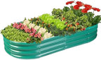 Rakukiri Raised Garden Bed GRS Certified Galvanized Planter Box Outdoor, 6.5ft Oval Rot-Resistant Metal Garden Bed Planter, Recycled Material Planter for Vegetables Flowers Herbs (Green) by RaisedGardenBed