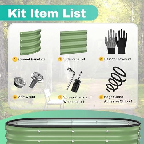2PCS 4x2x1 FT Oval Metal Raised Garden Bed Kit, Open Bottom Design Elevated Garden Planter Box Outdoor, Trough Planter for Outdoor Plants, Flower, Vegetables, Fruit, Herbs (Green) - Image 3
