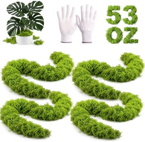 3.3 lb Artificial Moss for Crafts with Gloves -Decorative Light Green Fake Moss for Fairy Garden Planter Filler Wedding Centerpieces DIY Decorations and Indoor Decor by Unknown