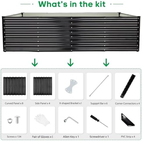 JERIA 8×4×2ft Galvanized Raised，Outdoor Metal Raised Garden Bed, Rectangular Deep Root Planter Box for Vegetables, Flowers, Herbs - Image 3