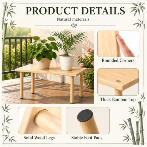 RattanView 16 Inch Bamboo Wood Display Riser 4-leg Plant Stand - Image 3