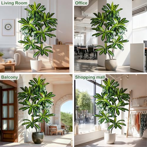 Tall Fake Tree Artificial Trees Plant with White Planter Pot Indoor Outdoor Potted Silk Plants Large Faux Trees loor Floor for Home Living Room Decor Outside Patio para decoracion Housewarming Gift - Image 4