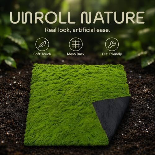 4 Pcs Artificial Green Moss Mat, Realistic Mossy Turf with Mesh Backing, DIY Miniature Decorative Garden Supplies, Landscape Decoration, 39.4 x 39.4 in Sheets for Crafting Projects and Potted Plants - Image 6