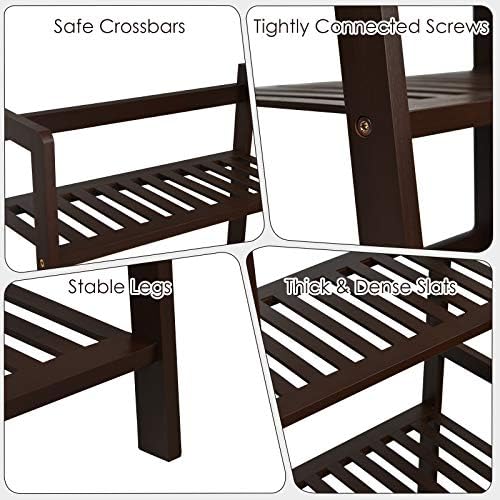 GIANTEX 4-Tier Ladder Shelf Plant Stand, Bamboo Plant Shelf, Espresso - Image 7