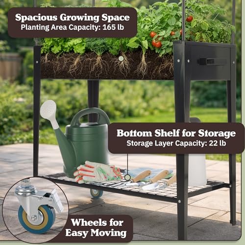 Pure Garden Raised Garden Bed with Cover, Black, 31.5” x 15.75” x 47.25” - Image 2