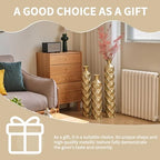 Tall Floor Vases Set of 3 for Decor Living Room Floor, Gold Vases Home Decor, Embossed Body Pattern, 33.5" H/29.5" H/25.2" H Geometric Cylinder (Gold 3) - Image 7