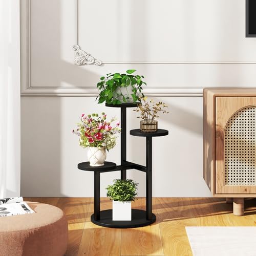 IBUYKE 4 Tier Small Plant Stand for Indoor, Black TMJ073B - Image 2