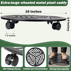 2 Packs 16" Extra-Large Metal Plant Caddy with Wheels Heavy-Duty Iron Rolling Wheeled Plant Stands Indoor Outdoor Wheeled Plant Dolly Coaster Planter Mover Rollers Base, Leaf Style - Image 3