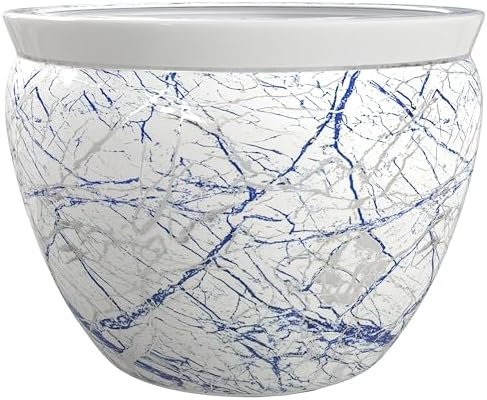 Red Lantern 16" Abstract Blue & Silver Fishbowl Planter - Image 6
