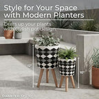 Resin Planter Stands Set – Plant Stand for Living Room or Patio Display for Greenery and Home Decor Styling, Geometric Mid-Century Design for Modern Outdoor Decor – 12" & 10", Black and White - Image 3