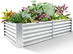 Land Guard Metal Raised Garden Bed for Gardening, 8x4x1.5ft Galvanized Raised Garden Bed, Planter Boxes Outdoor for Vegetables, Fruits and Flowers (Silver) by LandGuard