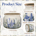 7.7" Large Ceramic Plant Pot Beige Purple Rustic Lavender Crackle Glaze Rustic Flowers Pot Decorative Planter with Drainage for Indoor Outdoor Plants Home Kitchen Office Decor Gift - Image 2