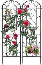 2-Pack 87" x 20" Arch Sunflower Black Metal Garden Trellises by Ultym