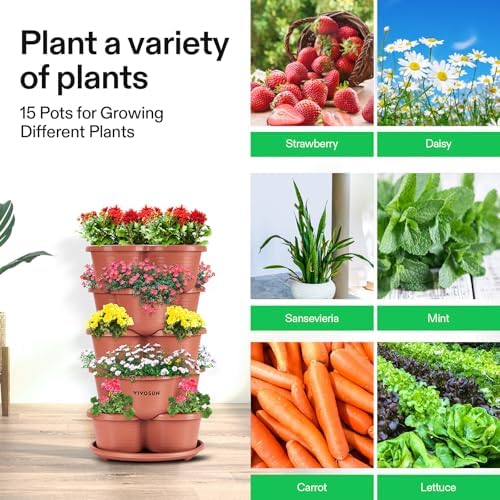 VIVOSUN 2-Pack 5 Tier Vertical Gardening Stackable Planter for Strawberries - Image 6