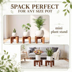 Tandefio 5 Pack Fall Wood Plant Stand Indoor Outdoor Plant Holder Modern Sturdy Planter Stands, Single Flower Pot Holder , Fit 5-9 Inch Variety Pot, Easily Assemble, Retro Brown (8 x 4.5 Inches) - Image 4