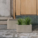 Kante 31.5" and 23.6" L Rectangular Concrete Planters (Set of 2), Outdoor Indoor Modern Plant Pot with Drainage Hole and Rubber Plug for Garden, Patio, Weathered Concrete Finish - Image 5