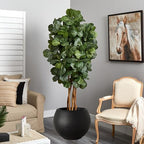 17 H x 21" Dia (15" Pot Opening) Black Round Fiberstone Tall Planter with Drainage Hole, Indoor/Outdoor Large Plant - Image 7