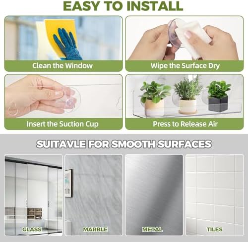 Windproof Window Plant Shelves 6 Pack - 15" Suction Cup Floating Shelf Set for Indoor Plants, Herb Gardens, Books & Decor, Bathroom and Kitchen Space-Saving Wall-Mounted Clear Acrylic Sill Extender - Image 3