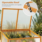 Giantex Wood Cold Frame Greenhouse, Portable Raised Planter Bed Protection with Transparent Flip-top Roof, Small Indoor Outdoor Hot House for Garden Sunroom Balcony, 37”x25”x16” - Image 2