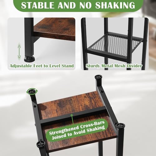 Dipion 3 Tier Pedestal Stand,40 Inch Tall Plant Stand Indoor,Rustic Brown - Image 3