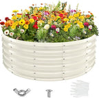 YSEJOMP 17" Tall 48" Diameter Round Raised Garden Bed Kits Outdoor White by YSEJOMP