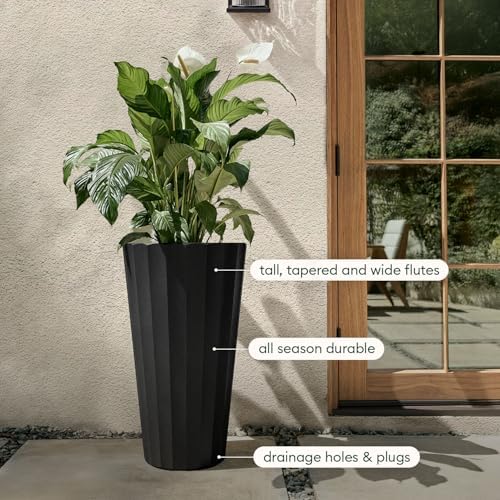 Veradek Column Series Tall Planter - Tapered Outdoor Planter with Shelf - Image 7