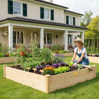 Hollyone 48" X 48" inches Wood Raised Garden Bed Frame Planters Wooden Elevated Planting Planter Box for Outdoor Herb Vegetables Flowers Grass Lawn Yard Patio - Natural 4×4ft - Image 6