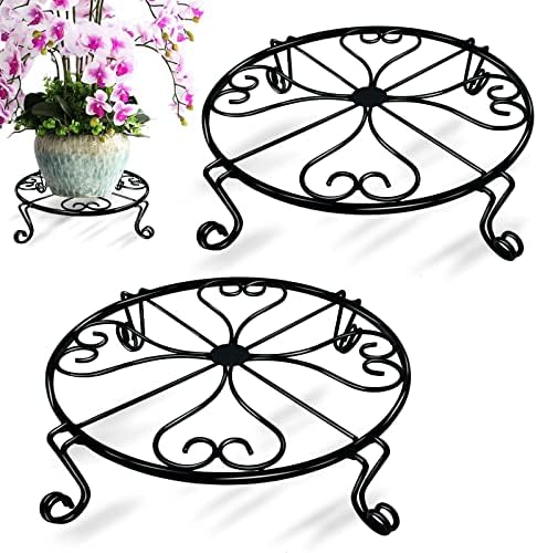 NSYOOMH 2-Pack 12"Metal Plant Stand Heavy Duty Plants Holder Outdoor Indoor by NSYOOMH