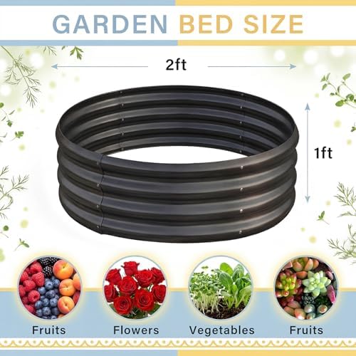 Land Guard Galvanized Raised Garden Bed Kit, Planter Boxes Outdoor, Round Large Metal Garden Beds for Vegetables(Gray)…… - Image 2