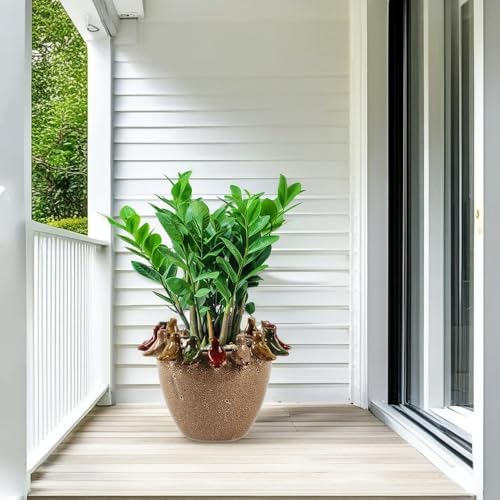 10.4 Inch Plant Pot, Ceramic Planter with Drainage Hole and Silicone Plug - Image 6