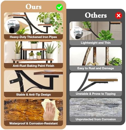 softeen Plant Stand Indoor with 4 Grow Lights & 3 Colors, 8 Tiered Corner Plant Shelf, 63" Tall Plant Stands for Indoor Plants Multiple, Metal Flower Display Shelves Holder for Home(Dark) - Image 5