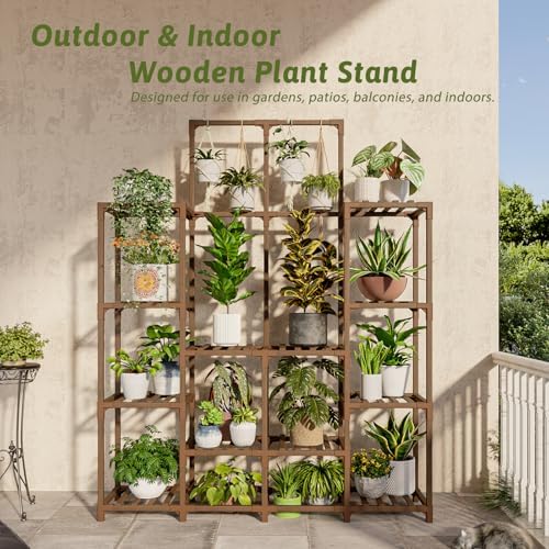 GENTINGBRO Plant Stand Indoor Outdoor 63" Tall Plant Shelf for Plants 12-Tier Large Plant Sheves for Living Room Heavy Duty Plant Rack Garden Balcony Patio Hanging Planter - Image 3