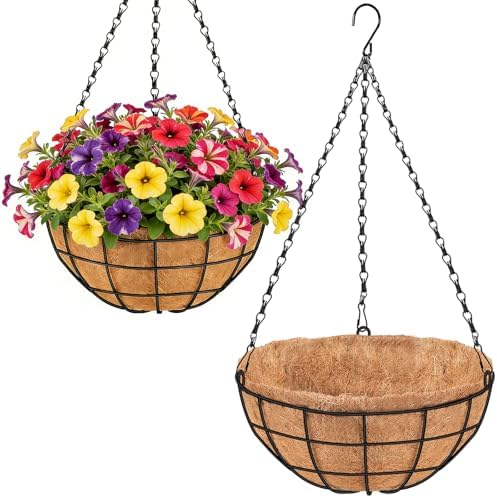 16 Inch Hanging Planters for Outdoor Plants, 2 Pack Large Hanging Baskets by Unknown