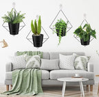 Baderke 6 Sets Wall Planters for Indoor Plants Hanging Wall Planter with Metal Holder Geometric Self Watering Wall Pots Mounted Succulent Pots, 5" Black Plant Container - Image 6