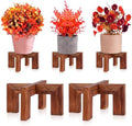 Tandefio 5 Pack Fall Wood Plant Stand Indoor Outdoor Plant Holder Modern Sturdy Planter Stands, Single Flower Pot Holder , Fit 5-9 Inch Variety Pot, Easily Assemble, Retro Brown (8 x 4.5 Inches) by Tandefio