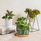 Vase Green Chinoiserie Planter Ceramic Daily Round Plant Pot with Drainage Holes and Bamboo Tray Pot for Indoor Outdoor Garden - Image 4