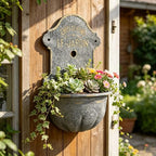 Large French Country Wall Planter, 27.95" H x 18.11" W Vintage Metal Le Jardin Wall Mounted Flower Pot, Rustic Farmhouse Vertical Garden Planter for Indoor Outdoor Patio, Living Room, Balcony Decor - Image 4