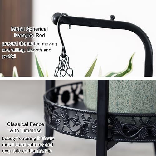 COPREE 2-tier Hanging Plant Stand, Space-Saving Iron Planter Shelves Flower Pot Organizer Rack Multiple Flower Pot Display Holder Shelf Indoor Outdoor Heavy Duty Planter Shelving Unit - Image 4