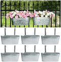 6 Pack 17" Galvanized Hanging Railing Planters with Hooks and Drainage by JOYFERNAL